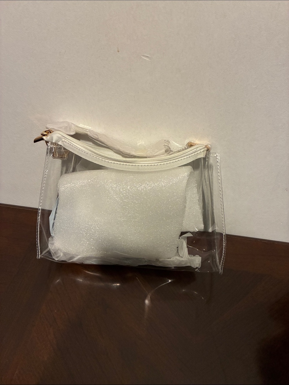 Clear PVC Crossbody Bag with White Trim